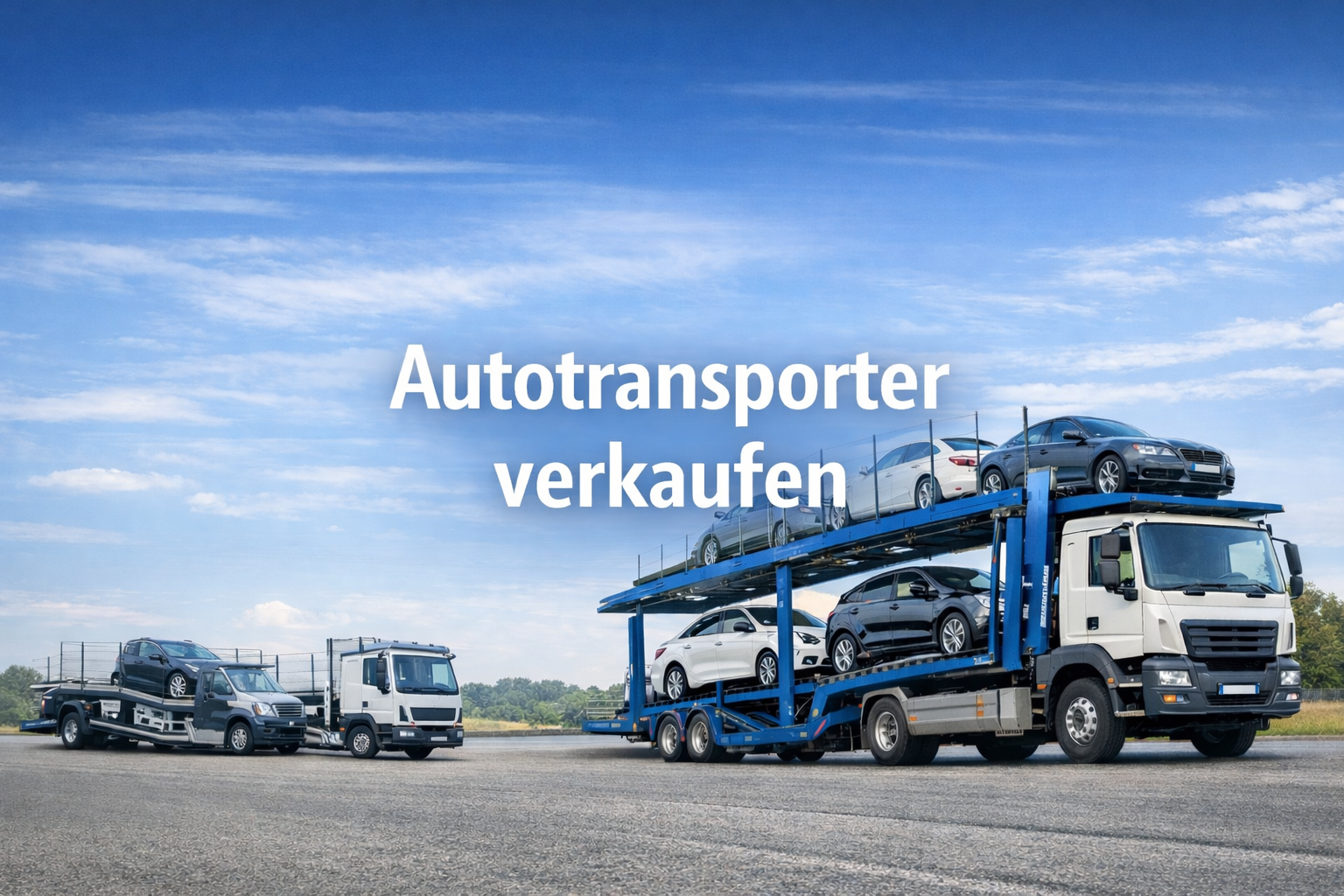 Autotransporter verkaufen: Symbolbild mit Einzel- und Mehrfachtransportern im Querformat – ideal für Ankauf, Nutzfahrzeuge und Transportlösungen.