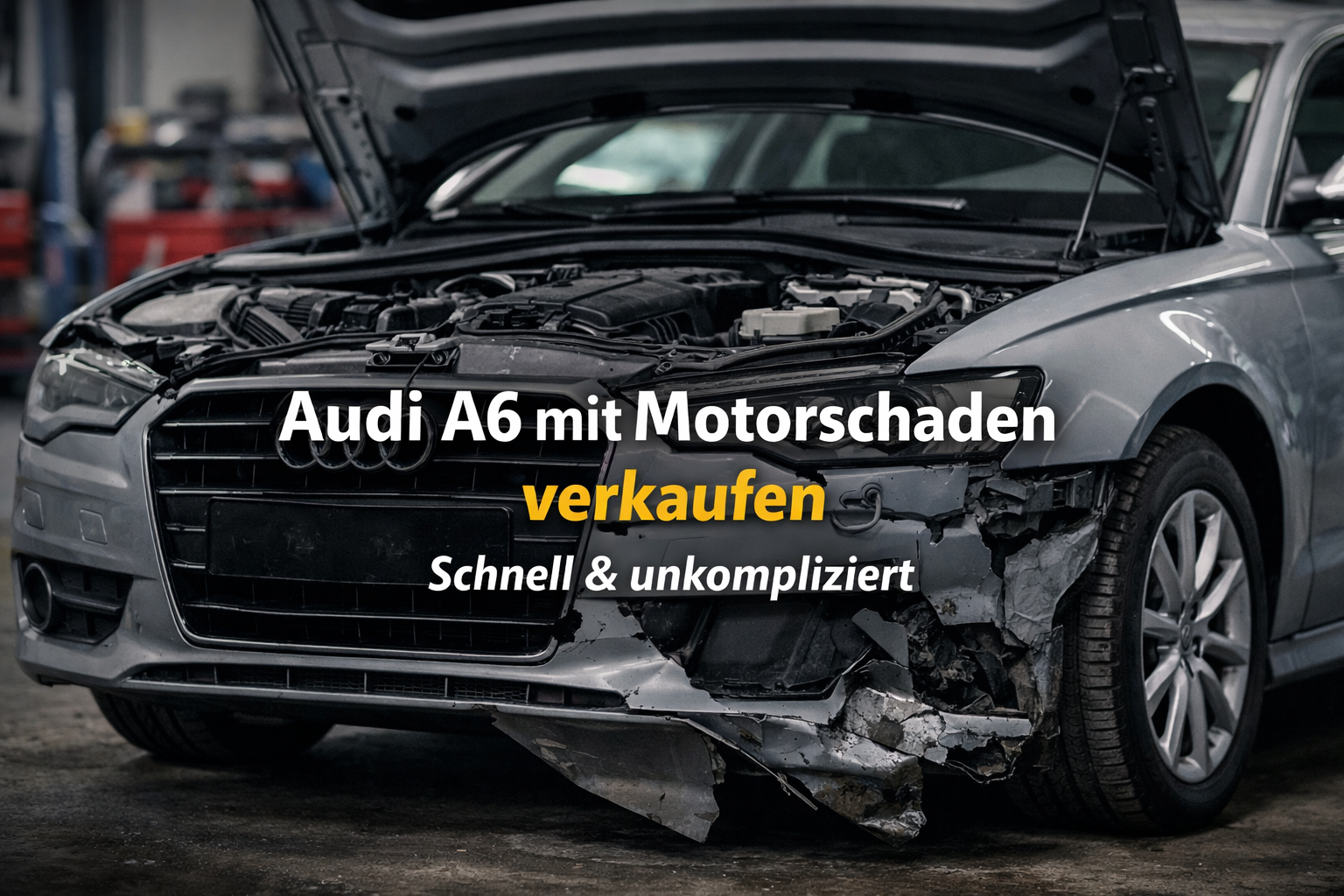 Audi A6 mit Motorschaden. Defektes Fahrzeug wird zum Verkauf angeboten