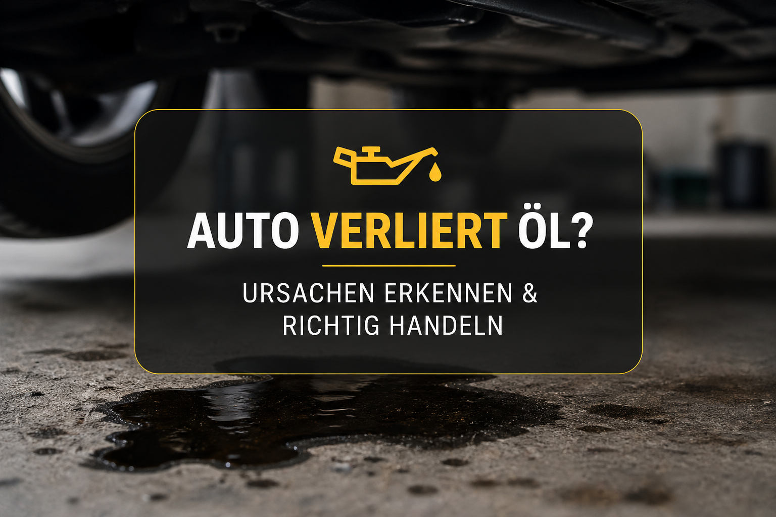 Auto verliert Öl. Ölfleck unter Fahrzeug zeigt möglichen Motorschaden und Ölverlust Ursachen