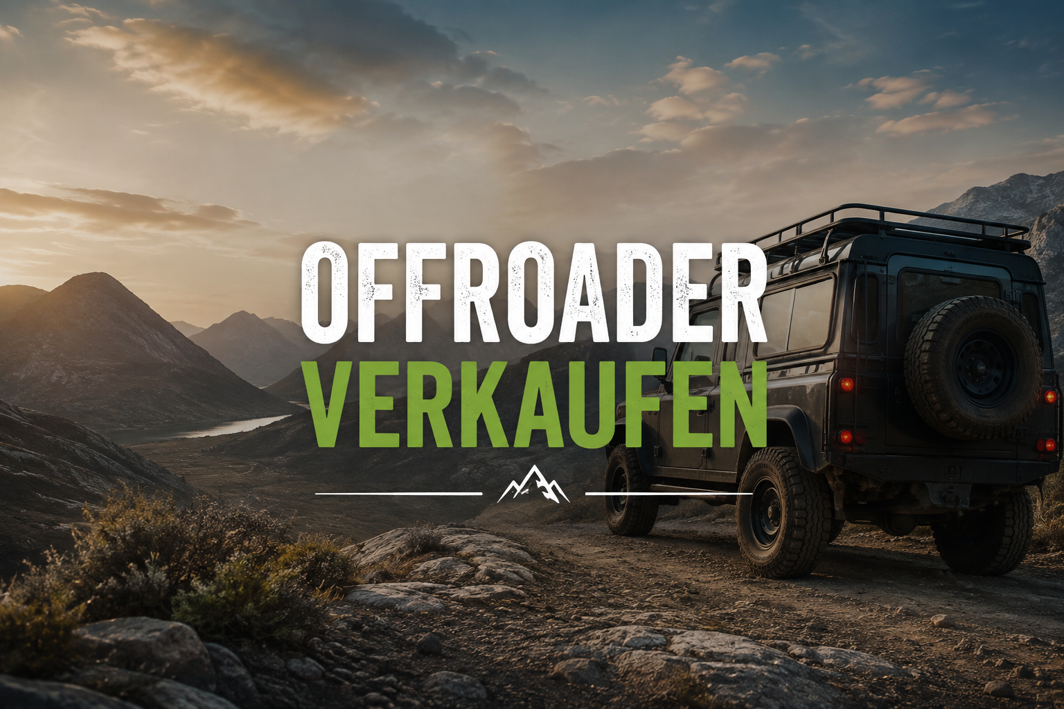 Geländewagen auf einer Bergstrecke bei Sonnenuntergang - Offroader verkaufen mit Autoankauf ADAM, auch bei Motorschaden, Getriebeschaden oder hoher Laufleistung.