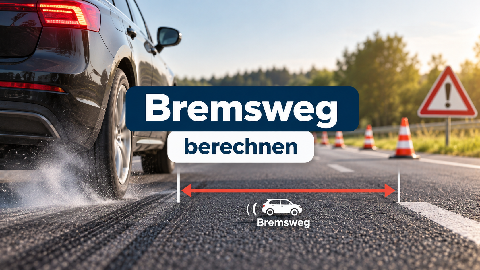 Bremsweg berechnen - Auto bei einer Bremsung mit Darstellung des Bremswegs
