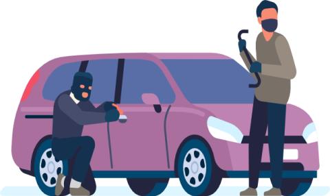 Illustration eines Lackschadens durch Diebstahl am Fahrzeug