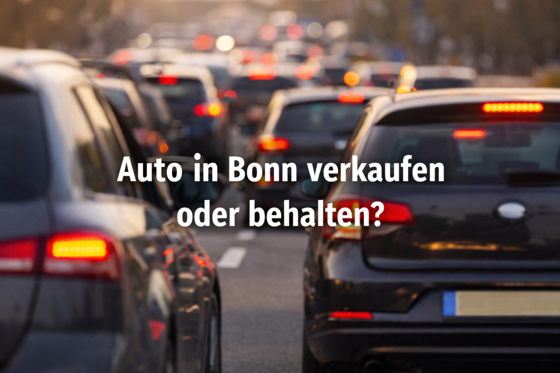 Verkehrssituation mit Autos im Stadtverkehr und der Frage „Auto in Bonn verkaufen oder behalten?“ – Symbolbild für steigende Kosten und Innenstadtverkehr.
