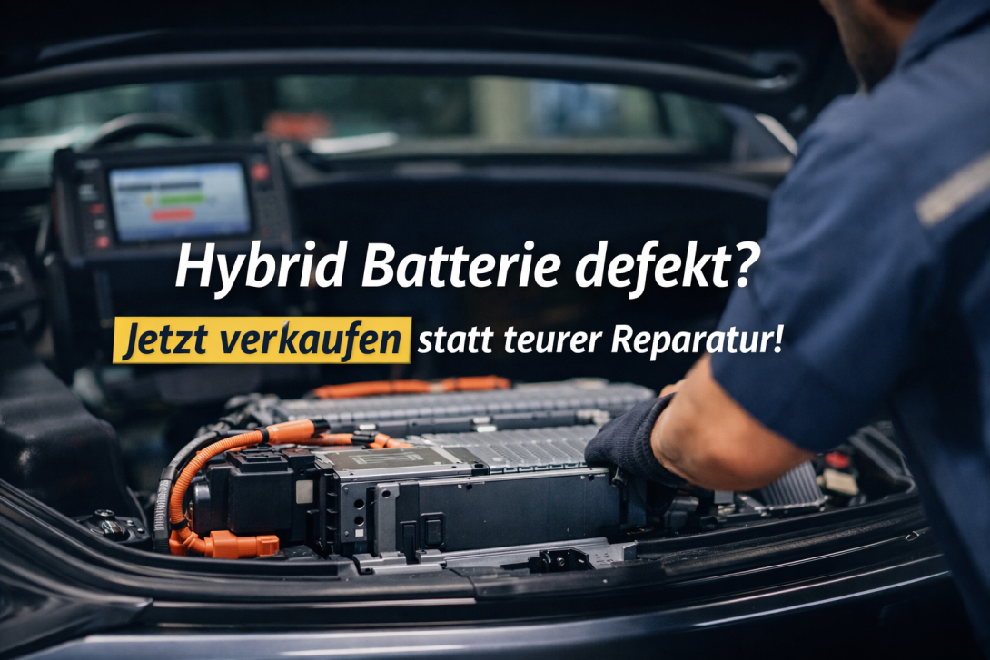 Hybrid Batterie defekt? Hochvoltbatterie im Kofferraum eines Hybridautos – Verkauf statt teurer Reparatur.